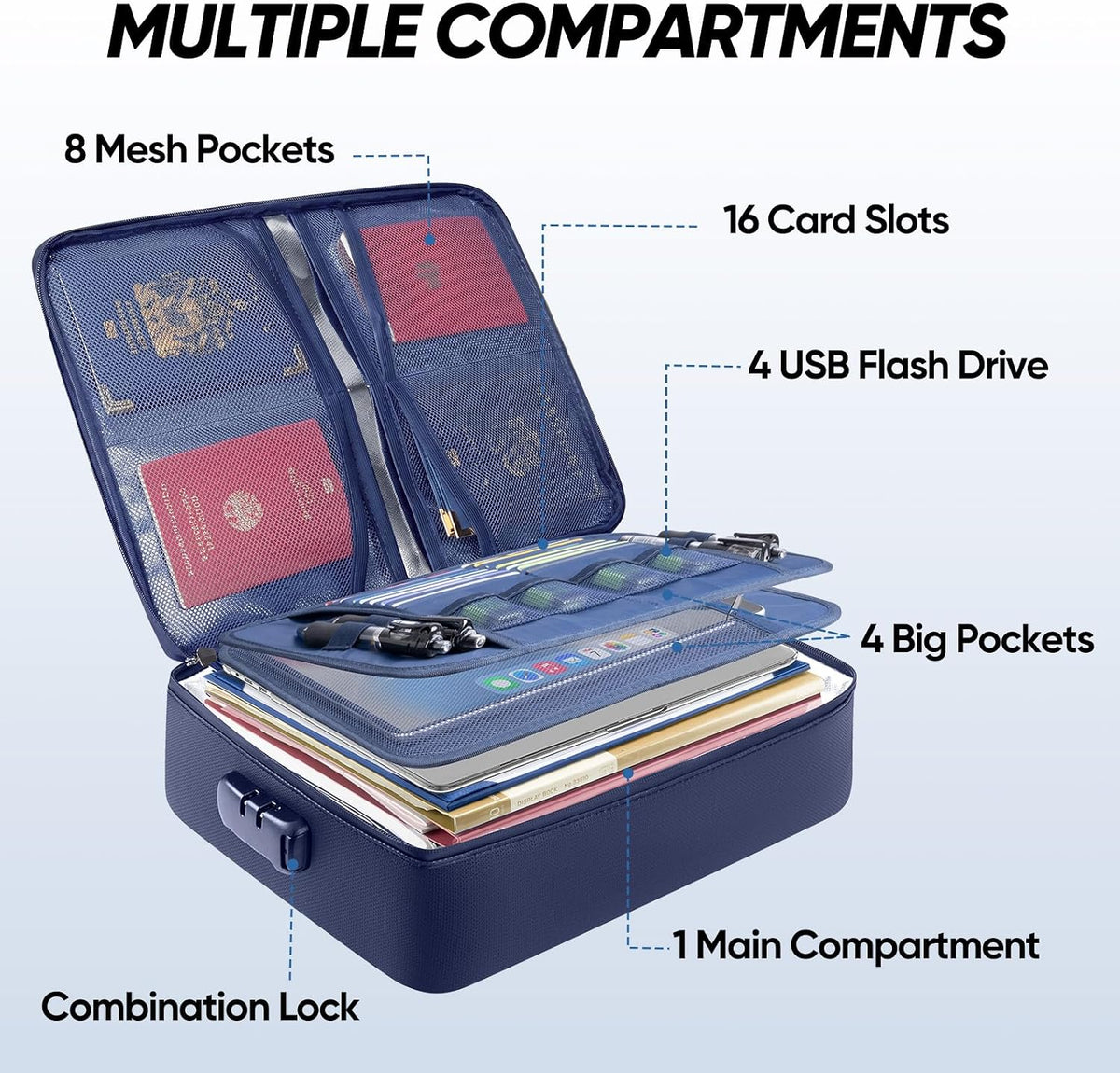 BALEINE Fireproof Document Box with Lock, Waterproof Fire Safe File Bag