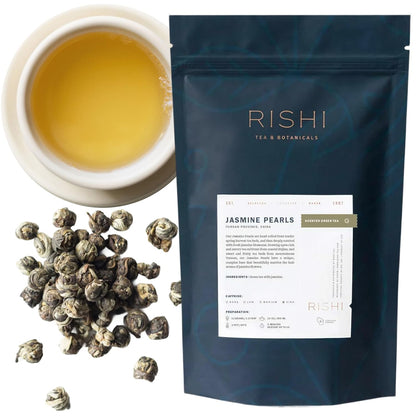 Rishi Tea Jasmine Pearls Green Loose Leaf Tea, Caffeinated, 4oz