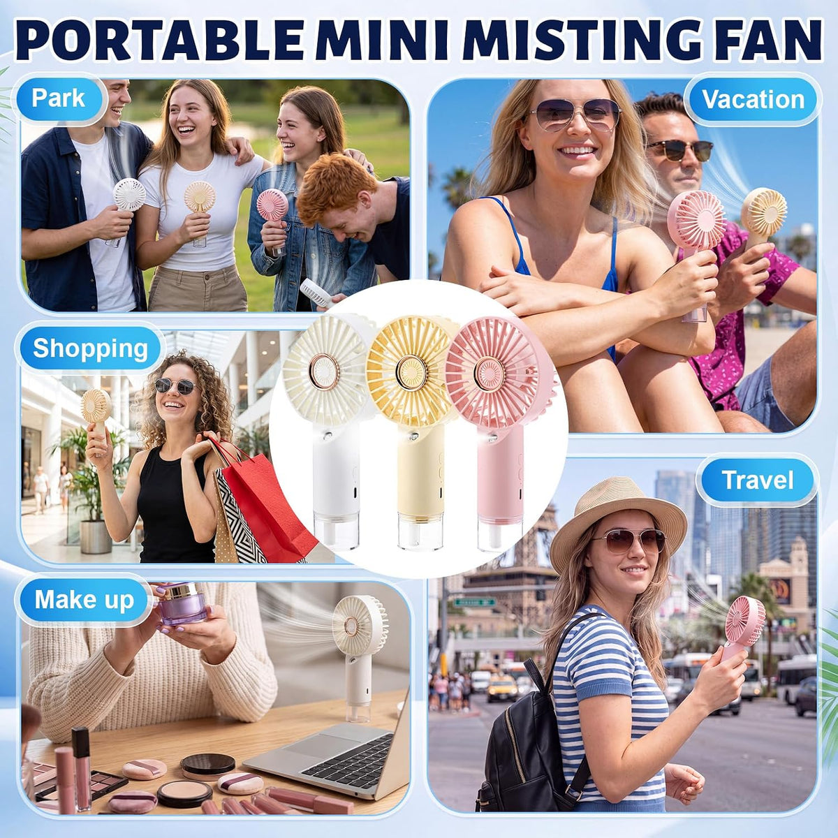 12Pack Mini Misting Fan Portable Handheld Fan with Water Spray
