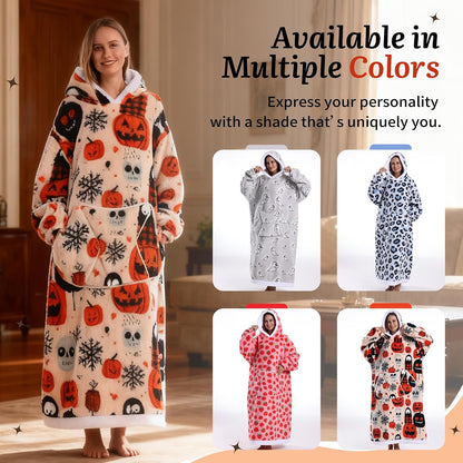 Capecage Blanket Hoodie, Long Hooded Blanket Sweatshirt as Birthday Gifts for Women Men, Long Wearable Blanket for Women Men.