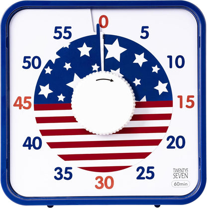 Visual Timer 7.5 inch; 60 Minute 1 Hour Countdown Timer for Kids Classroom Teaching Tool Home Office Meeting, Mechanical Countdown Clock for Exam Time Management Magnetic, Navy Blue with Colorful Disc