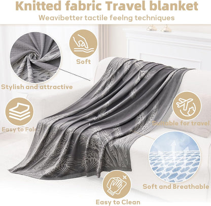 Travel Blanket Airplane - Ultra Soft & Lightweight Knit Design