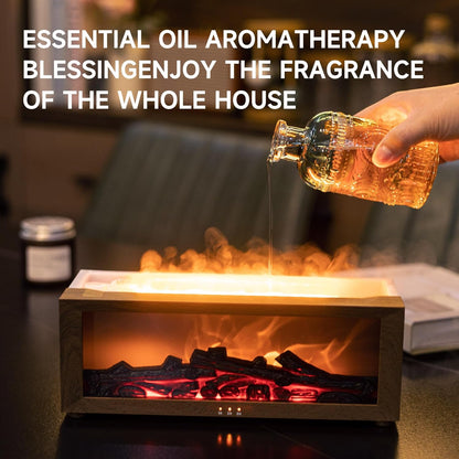 TMEHM Fireplace Flame Air Diffuser Humidifier,7 Colors Aromatherapy Essential Oil Diffuser,Ultrasonic Aroma Humidifier with Timer for Home,Bedroom,Office,Yoga (Black)