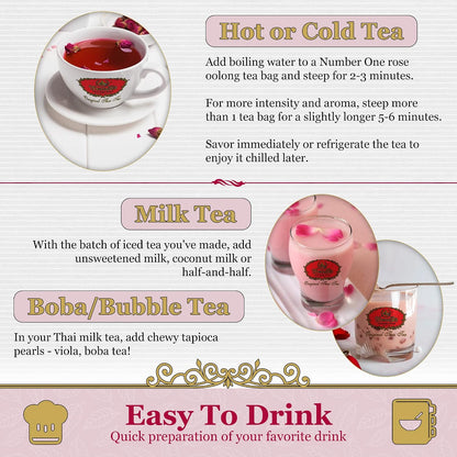 Cha Tra Mue - Thai Milk Tea (Original / Matcha / Gold Aroma / Green Tea) Sanchets 40g x 50 sanchet) (Rose Tea)