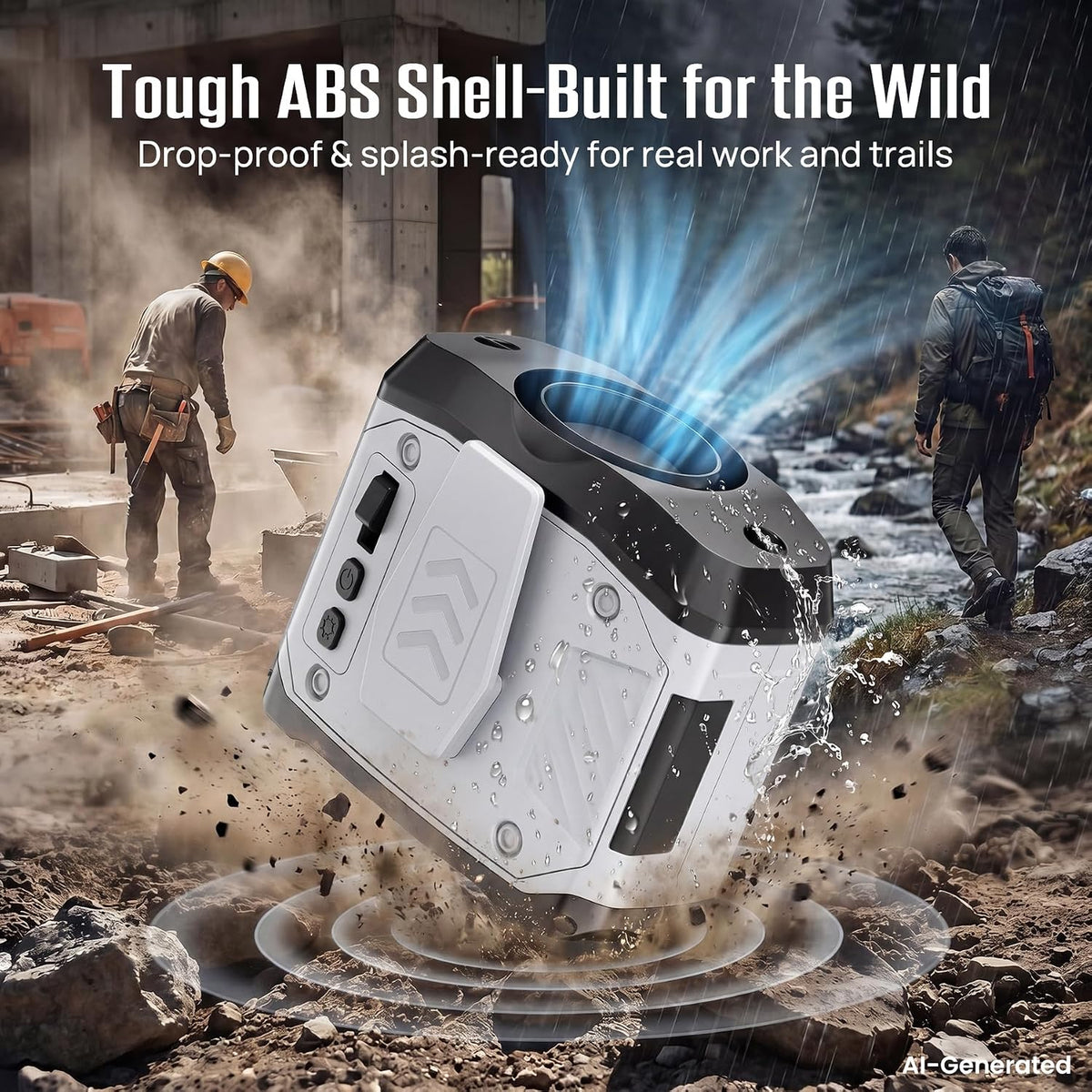 AJVV Portable Waist Fan Wearable Belt Fan Clip on Fan for Shirt, 40H Max Personal Cooling, for Camping, Outdoor, Jobsite, Travel (Off-white)