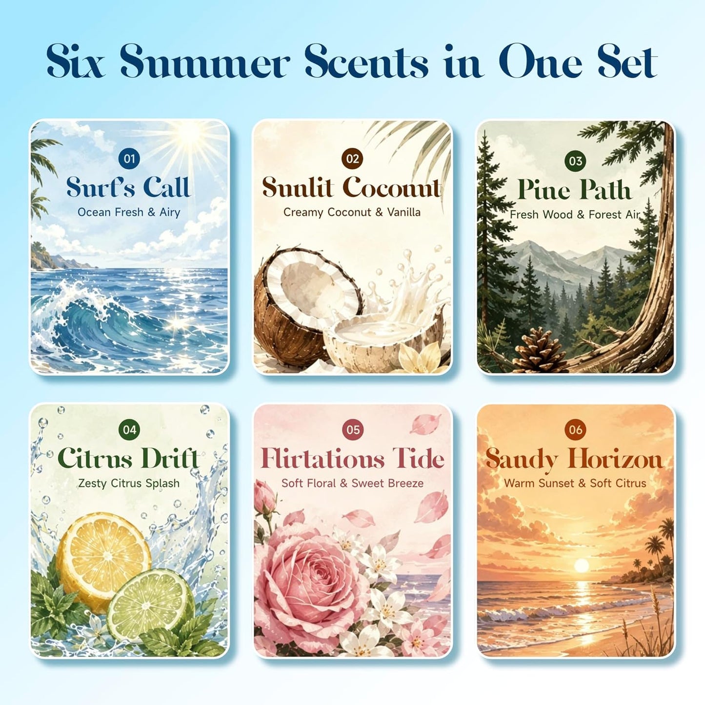 ASAKUKI Essential Oils for Diffuser –6 Mood Essential Oil Blends (Breathe, Uplift, Sensual, Balance, Unwind, Rest) for Morning to Night Rituals, Home & Daily Use-Thoughtful Gift
