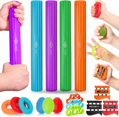 DICYWUDI Flex Therapy Bar and Grip Strength Trainers Set, Physical Therapy & Resistance Bar for Golfers Elbow,Tendinitis,Wrist,Forearms Pain, Improve Grip Strength and Relieve Pain