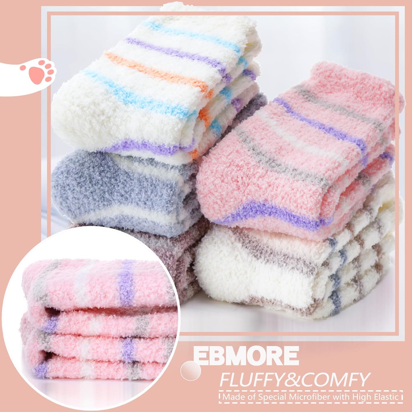 EBMORE Womens Fuzzy Socks Slipper Fluffy Cozy Comfy Cabin Plush Warm Winter Sleep Home Soft Socks