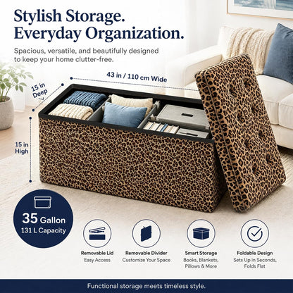 ALASDO Storage Ottoman Footrest Stool Small Ottoman with Storage Foldable Ottomans Foot Rest Footstool Bench for Living Room 17x13x13inches Grey