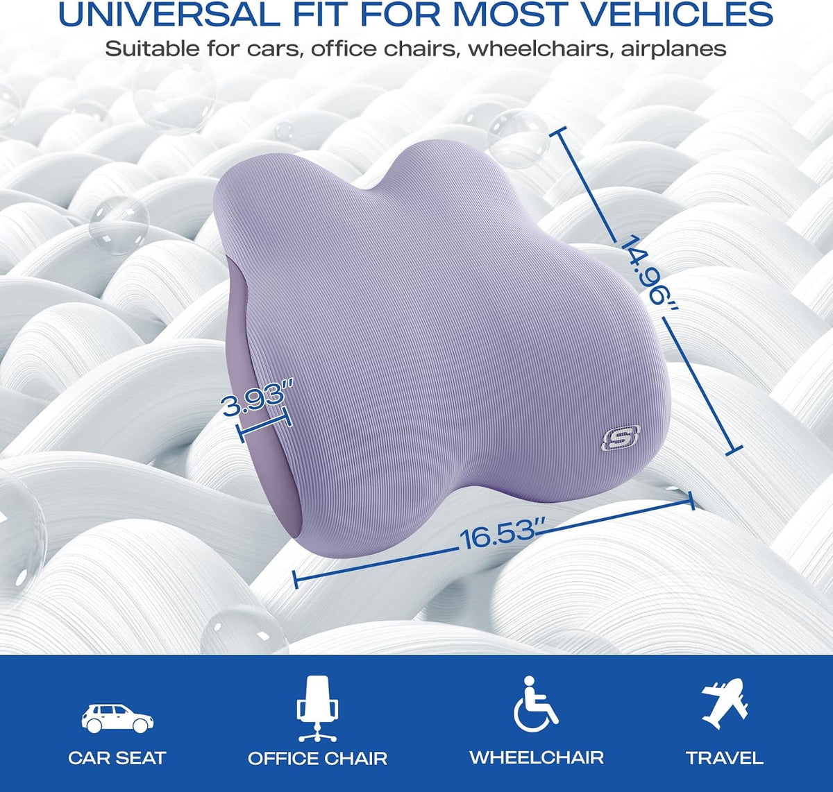 Skechers Memory Foam Lumbar Pillow,Lumbar Support Pillow for Office, Chair Lower Back Pain Relief Lumbar Pillow, Ergonomic Design Back Support Pillow for Office Chair, Car, Home, Travel,Black