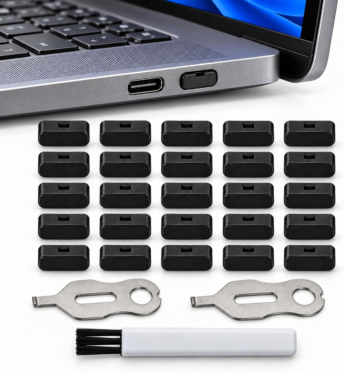 USB C Port Blockers, Control USB C Port Access, 2 Metal Keys, Black