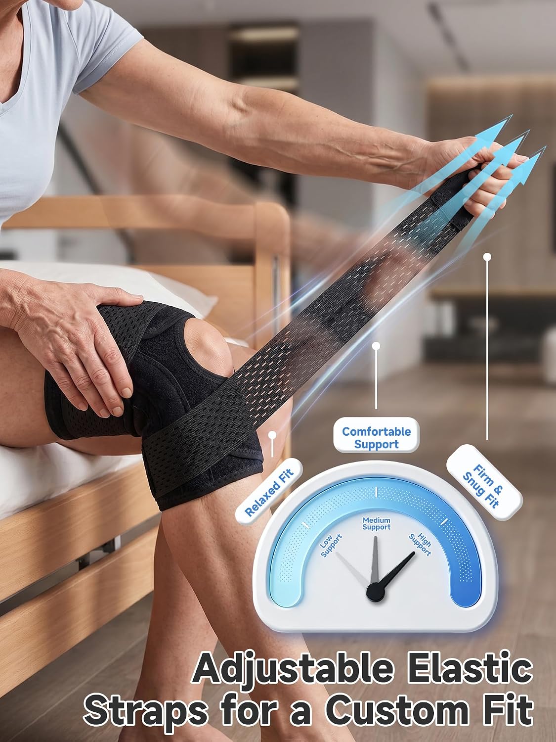 Braventure Knee Brace for Women and Men, Knee Support with Side Stabilizers | Adjustable wraparound Straps & Anti-Slip for Knee Pain Injuries Recovery, Meniscus Tear,ACL,MCL,Arthritis, Patella Stability