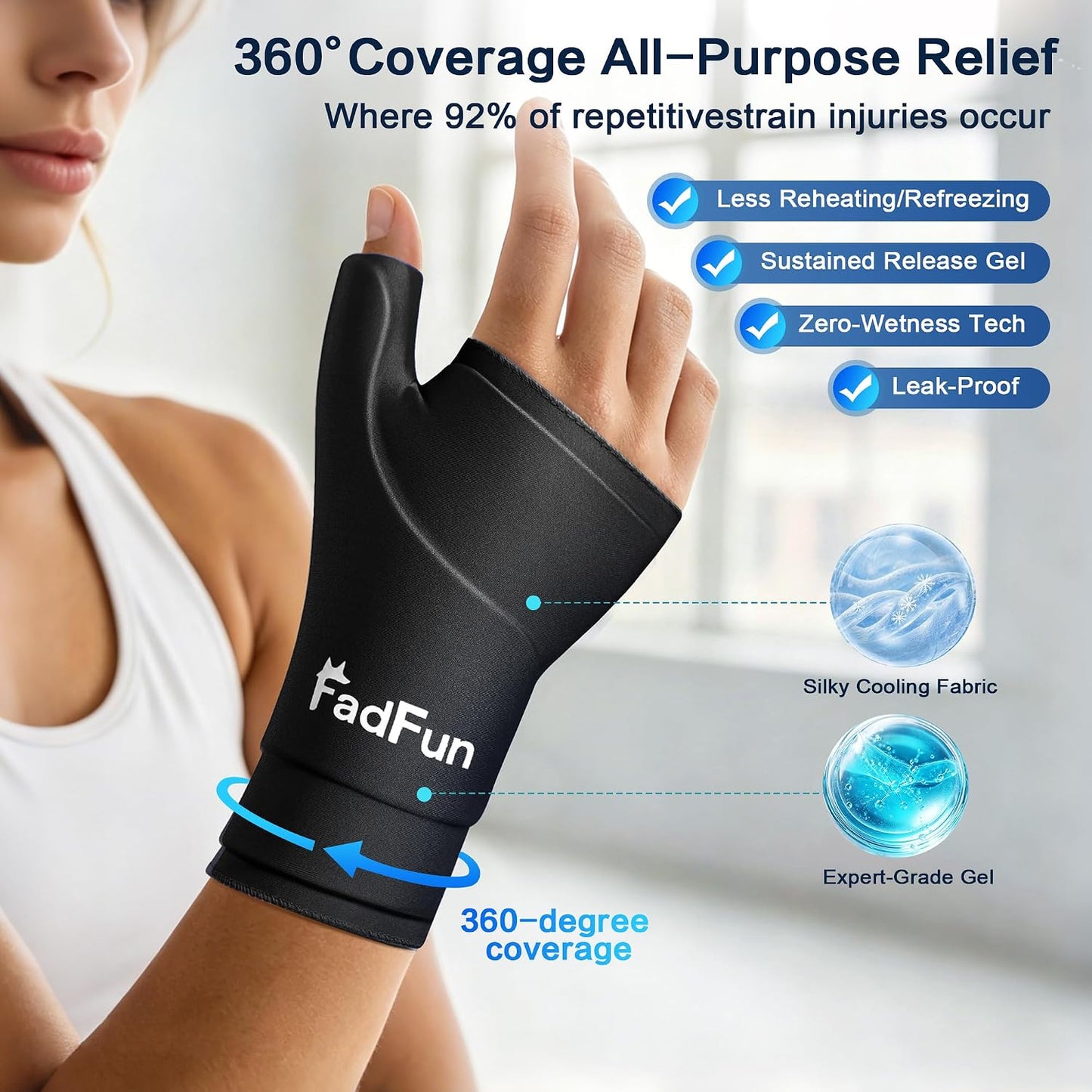FadFun Ankle Ice Pack Wrap for Swelling,Cold/Hot Therapy Ice Socks for Feet,Reusable Gel Ice Compression Socks,for Soothe Plantar Fasciitis,Achilles Tendonitis,Sprained,Pain Relief,for Women & Men