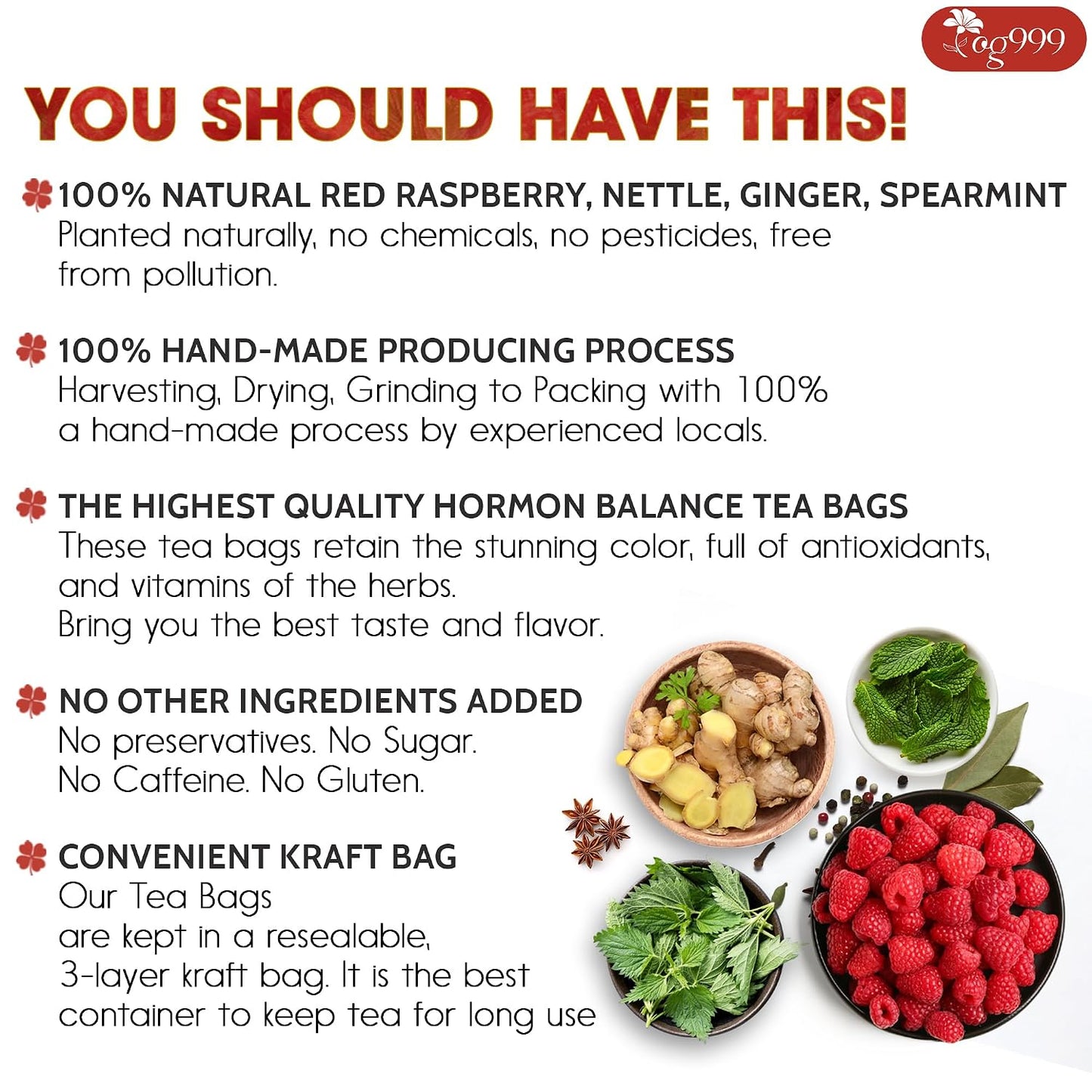 TOG999, 135 Premium Red Rooibos Tea Bags, 100% Natural & Pure from Rooibos Tea Leaves. Loose Leaf Rooibos Herbal Tea. Made with Natural Material Tea Bags. No Sugar, No Caffeine, No Gluten, Vegan.