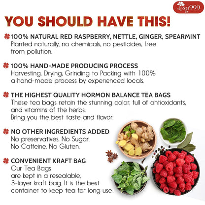TOG999, 135 Premium Red Rooibos Tea Bags, 100% Natural & Pure from Rooibos Tea Leaves. Loose Leaf Rooibos Herbal Tea. Made with Natural Material Tea Bags. No Sugar, No Caffeine, No Gluten, Vegan.