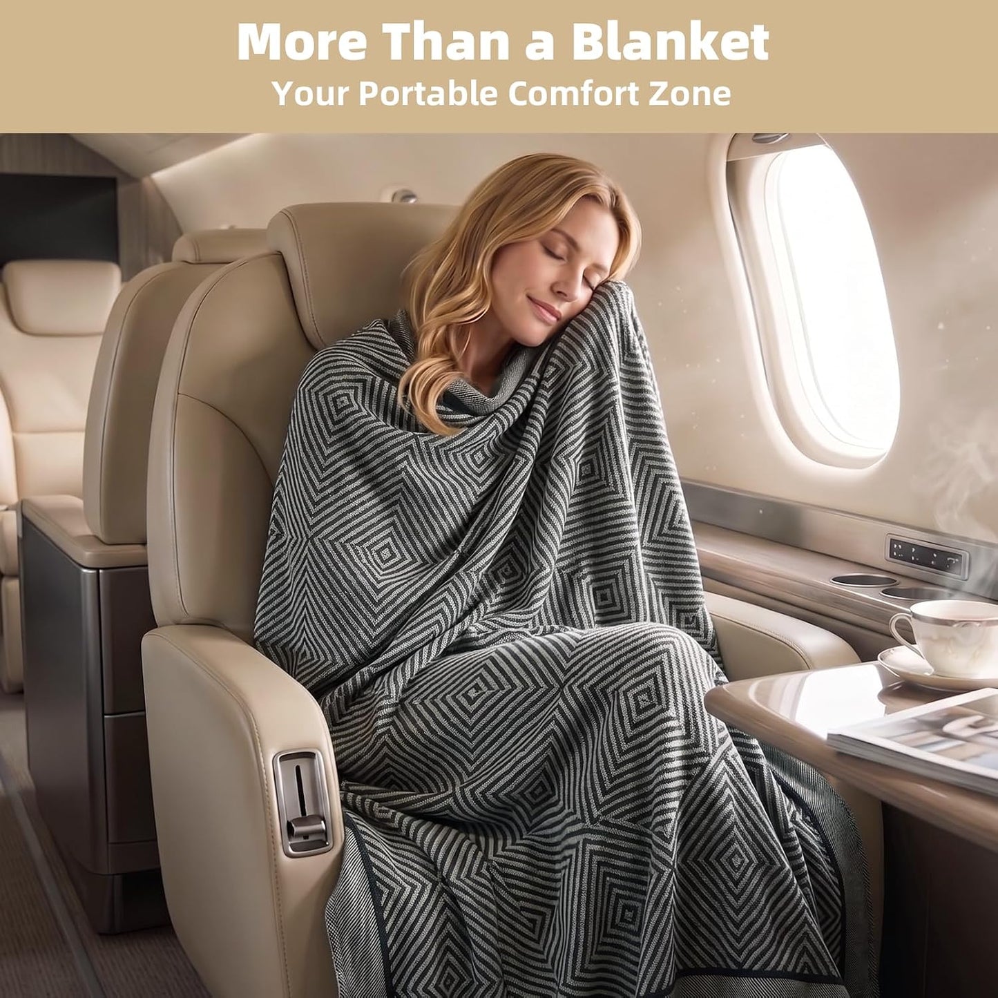 Travel Blanket Airplane - Ultra Soft & Lightweight Knit Design