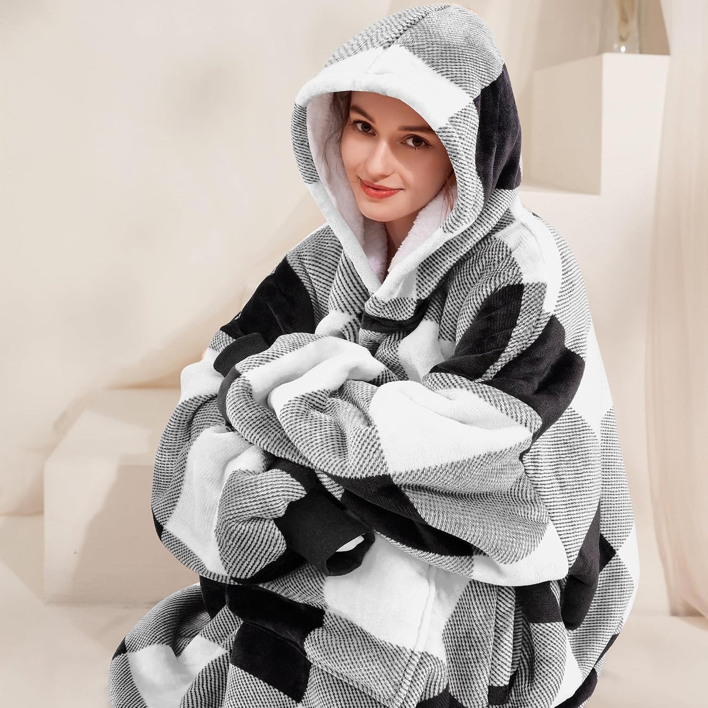 Narecte Cozy Oversized Blanket Hoodie Wearable Blanket Adults Soft Hooded Blanket Hoodie Birthday Gifts for Women Christmas - Colors B