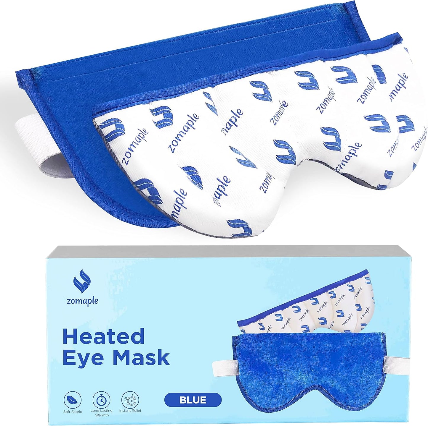 ZOMPALE Heated Eye Mask for Dry Eyes – Microwavable Moist Heat Eye Compress – Warm Compress for Eyes, Eye Strain & Stye Relief – Adjustable Strap, Washable Plush Cover, Reusable Eye Mask for Sleep
