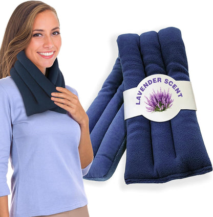SunnyBay Lavender Microwave Heating Pad, 26" Long Microwavable Neck Wrap & Heat Pack for Moist Hot Therapy, Heated Neck Warmer for Neck, Shoulder & Back Pain Relief, Flaxseed Filling, 26x6, Purple