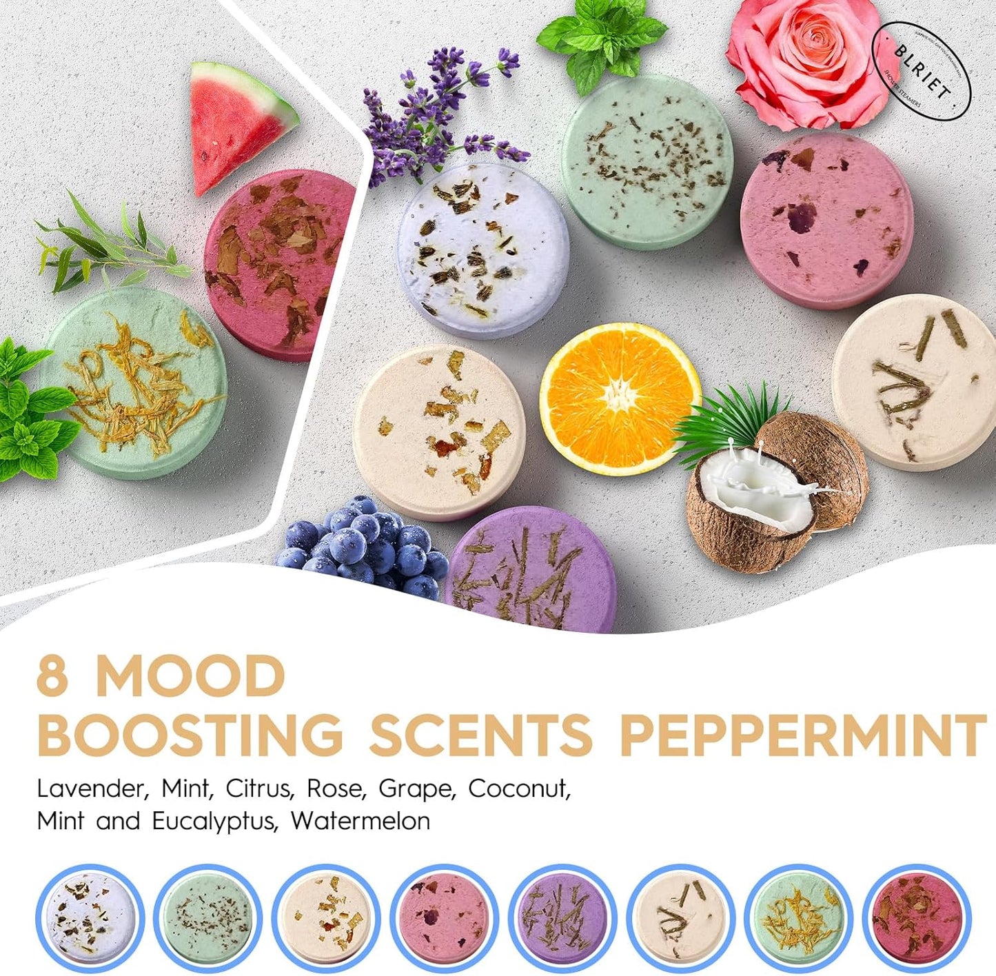 Shower Steamers Aromatherapy Blriet Gifts for Women, Teen Girls, Wife, Her, Mom, Father Days, Daughter, Grandma Basket Stuffers Birthday Gifts Decoration Travel Essentials Self Care Home Spa 8 Pack