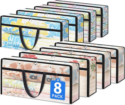TasticTotes 6 Pack Clear Storage Bags for Comforter, Clothes & Bedding, 40L