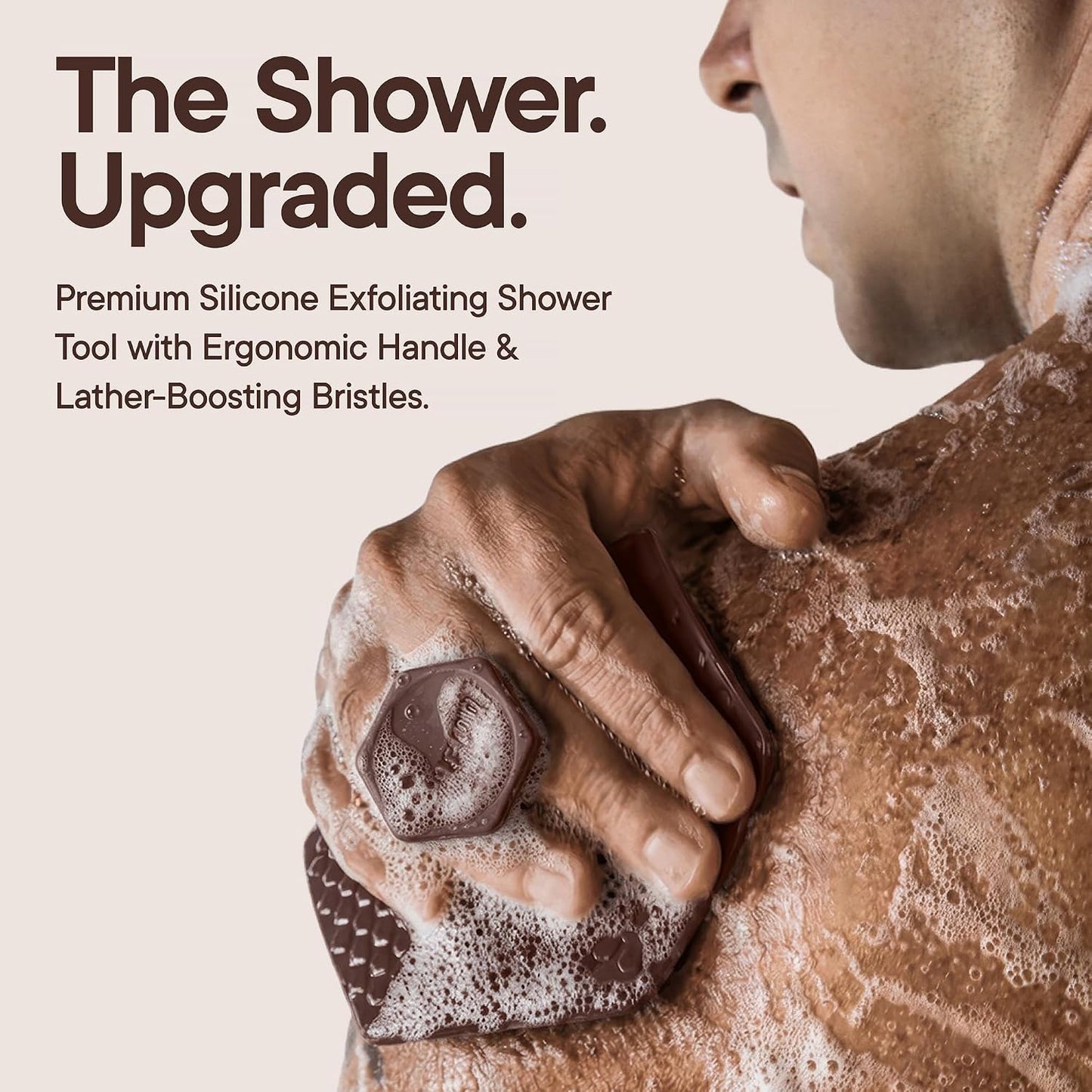TOOLETRIES Premium Silicone Body Scrubber 2.0, Hygienic Loofah Alternative, Exfoliating Shower Scrubber for Sensitive Skin, Quick Drying & Long-Lasting Bathroom Essentials for Men & Women - Charcoal