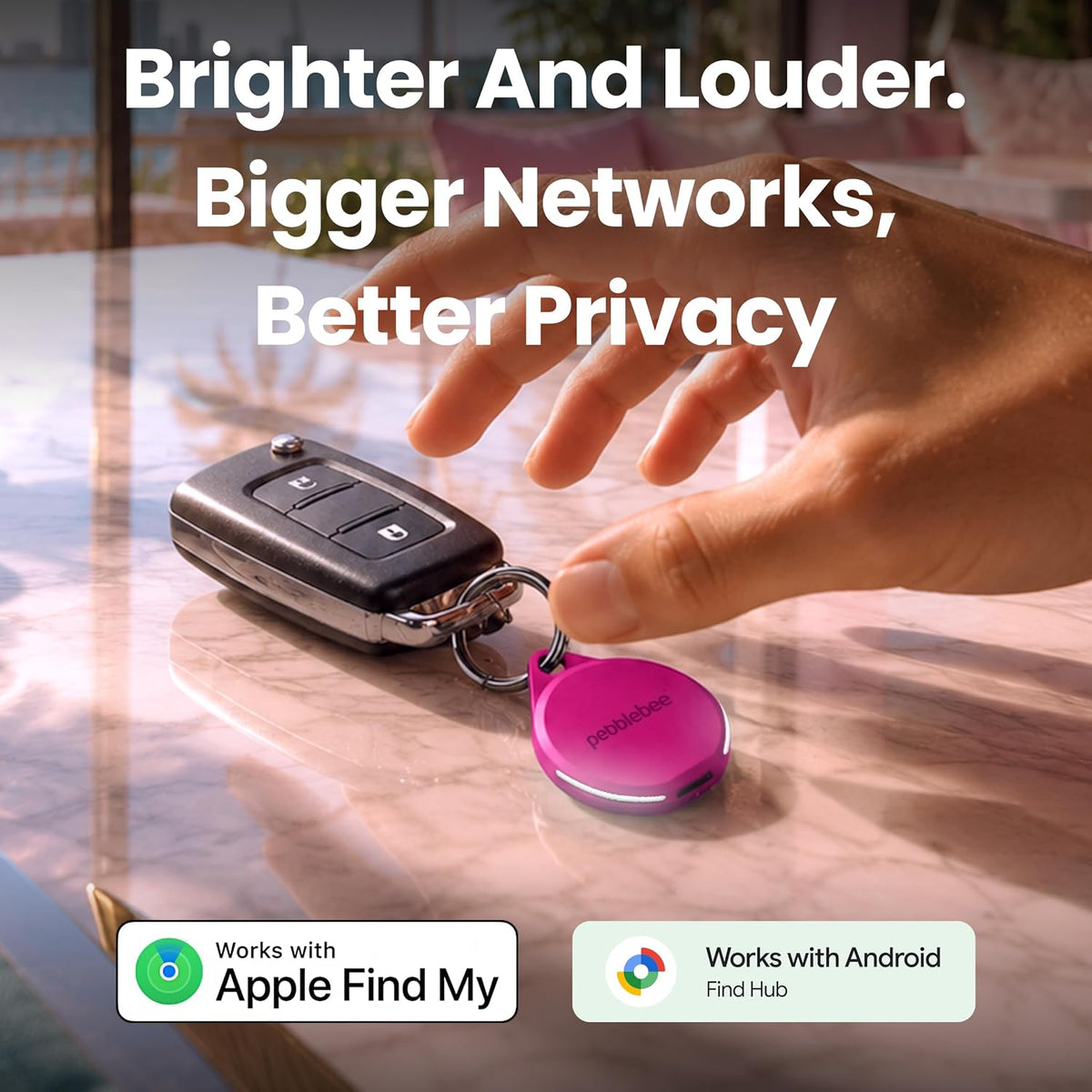 Pebblebee Clip 5 Bluetooth Tracker Tag for Keys & Bags, 130dB Siren