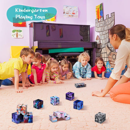 Chivao 48 Pcs Infinity Cube Sensory Toy Infinite Cube Fidget Toy Stress Relieving Handheld Infinite Flipping Hand Desk Gift Portable Blocks for Teen Adult Anxiety Stress Relief(Starry Sky Style)