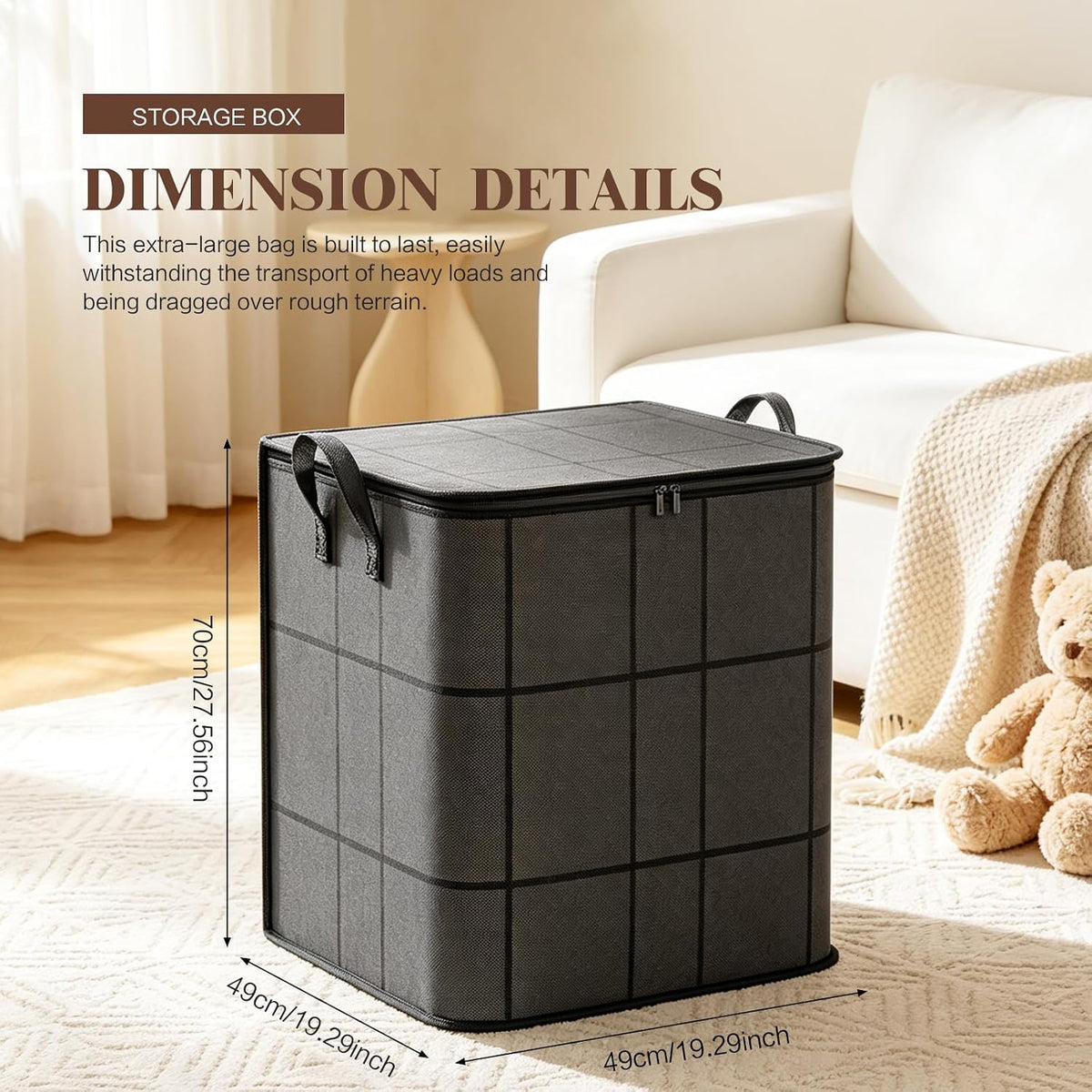 180L Spacious Moving Storage Bin 2PC, L Zippered Fabric Clothes Organizer