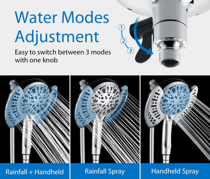 INAVAMZ Shower Head with Handheld High Pressure: Hand Held Shower Head & Rain Shower Head 2-IN-1 Shower Head with 59" Rotatable Stainless Steel Hose, Shower Trim Systems, Sliver 2.5 GPM 15391 Filter