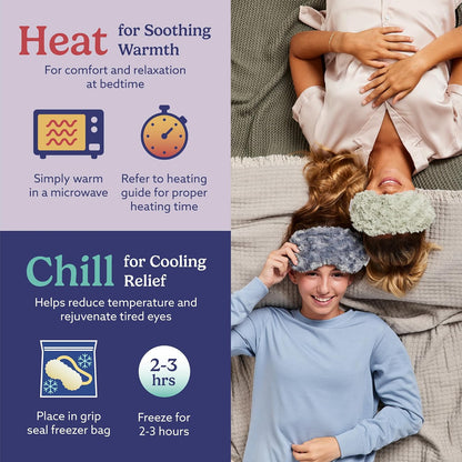 warmies Microwavable Eye Mask for Warmth & Comfort - Heat & Cooling Eye Compress for Dryness Relief - Weighted & Heated Lavender Sleep Mask for Calming Relaxation - Curly Sage