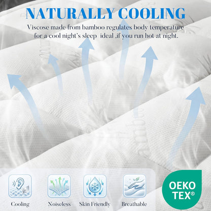 Ubauba 100% Waterproof King Size Mattress Topper, Viscose Made from Bamboo Pillow Top Mattress Protector for Back Pain Relief, Breathable Cooling Mattress Pad for Hot Sleeper, 8-21 Inch Deep Pocket