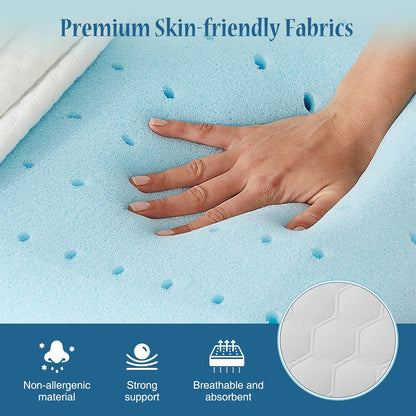 OLIXIS Memory Foam Pillow, Standard Size Pillows for Sleeping, White, 2 PCS | Firm and Comfortable Support Bed Pillow for Back and Side Sleepers, Cooling Gel Technology, Breathable Mesh & Washable Cover