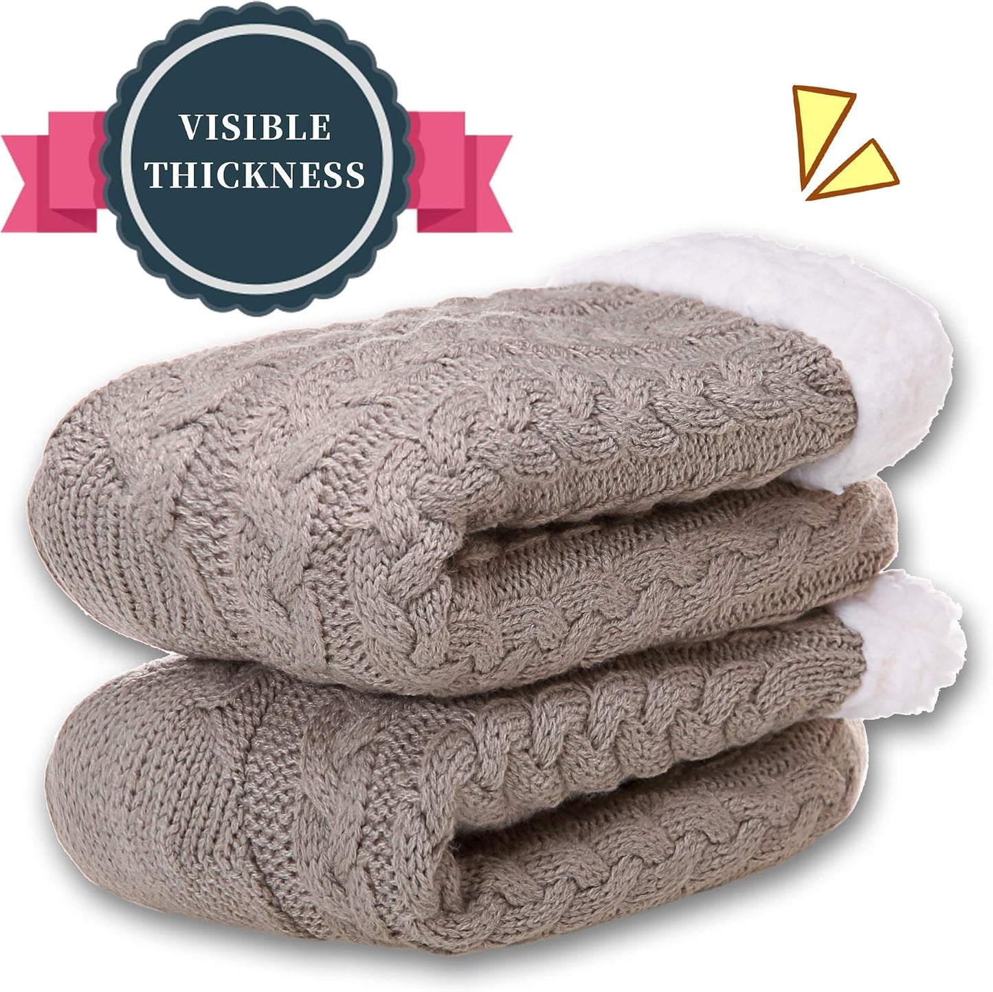 SDBING Women's Winter Super Soft Warm Cozy Fleece Lined Fuzzy Slipper Socks with Grippers