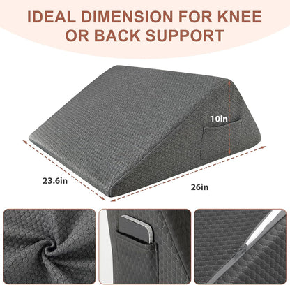 Bedluxe Knee Pillow for Back Sleeping, Leg Pillow Knee Wedge Pillow, Memory Foam Wedge Pillows for Legs Post Surgery, Triangle Pillow for Knee Support, Leg Elevation, Knees Hip Back Pain Relief, White