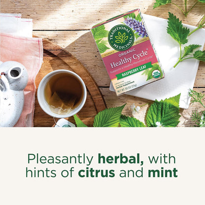 Traditional Medicinals Tea, Organic Healthy Cycle, Supports Healthy Menstrual Cycles, Includes Spearmint,16 Tea Bags