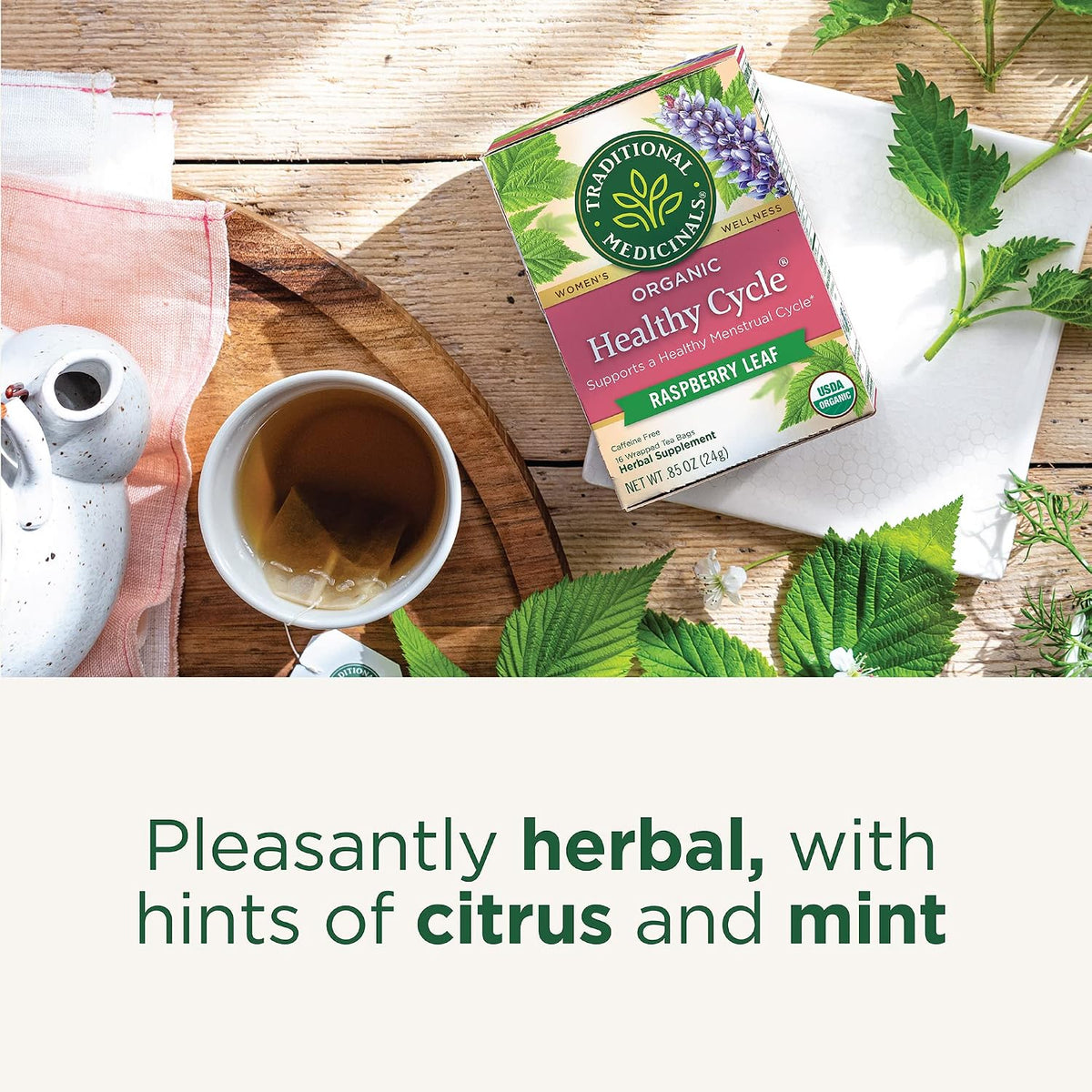 Traditional Medicinals Tea, Organic Healthy Cycle, Supports Healthy Menstrual Cycles, Includes Spearmint,16 Tea Bags (Pack of 2)