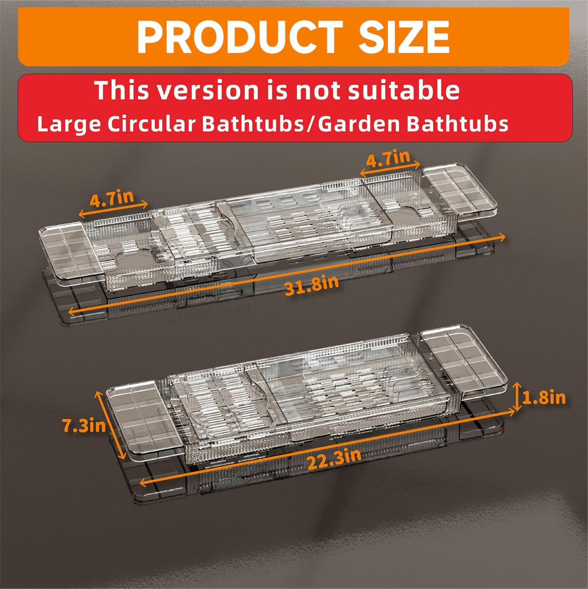 Yieach Luxury Clear Acrylic Bathtub Tray with Book Holder,Expandable Bath Tray for Tub and Bath Shelf Over Tub,Plastic Bath Table & Board,Bath Caddy Trays & Accessories for Women Relaxing Spa Gifts