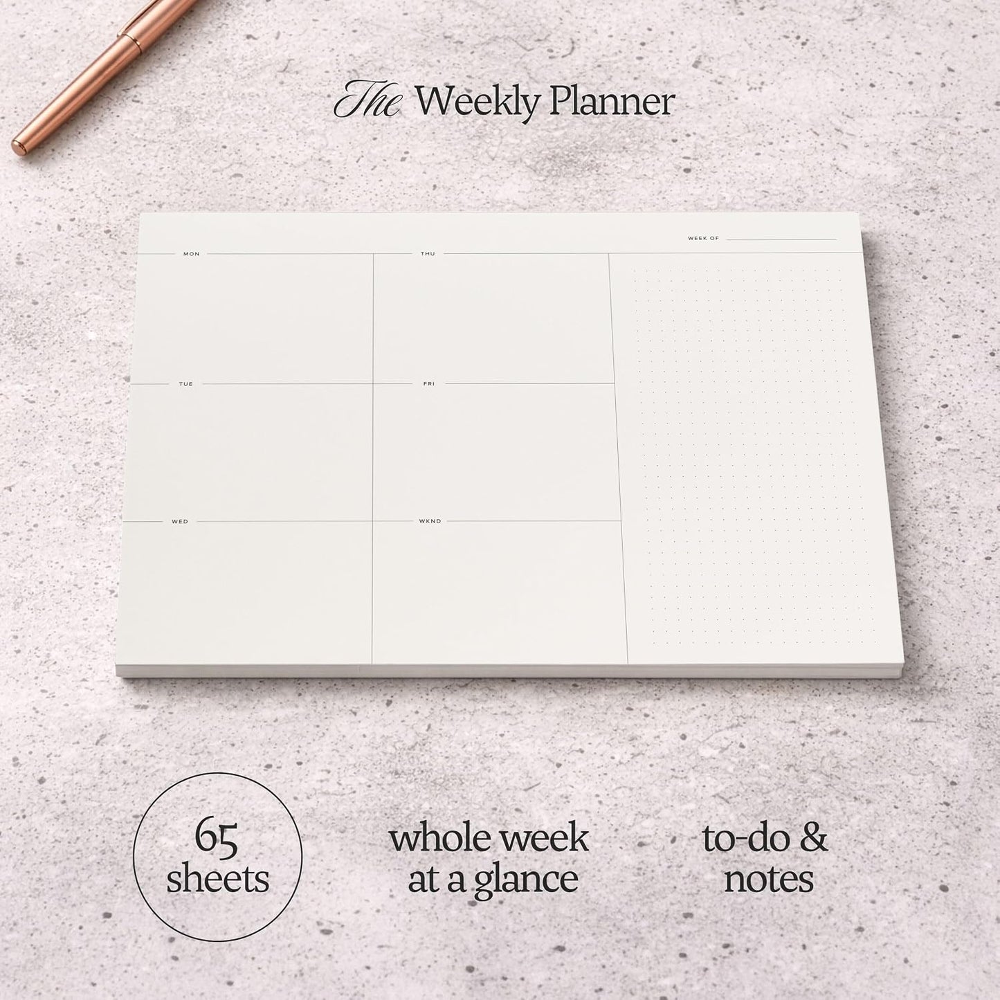 Daily To-Do List Notepad – Desk Pad for Work and Study, Minimal, 8.25x5.85 Inches