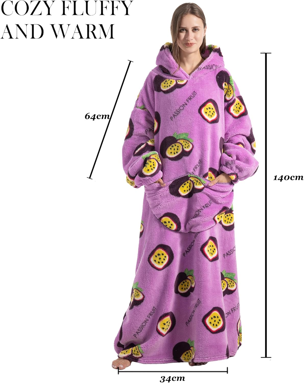 Capecage Blanket Hoodie, Long Hooded Blanket Sweatshirt as Birthday Gifts for Women Men, Long Wearable Blanket for Women Men.