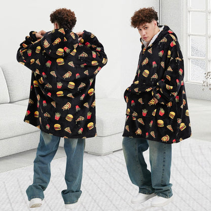 Mewkou Wearable Blanket Hoodie for Adult,Oversized Sherpa Fleece Blanket Hoodie for Women Men,Grey