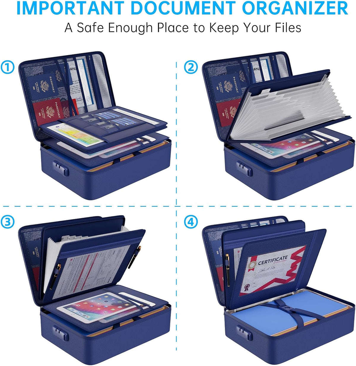 ENGPOW Fireproof File Organizer Bag with 13 Pockets Accordion File Folder