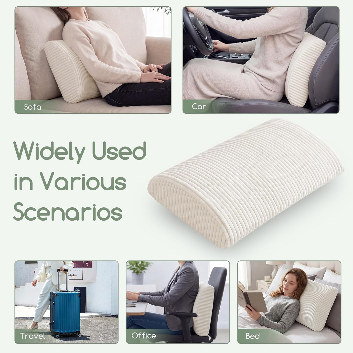 HIGOGOGO Lumbar Support Pillow for Recliner Chair/Accent Chair/Couch, Memory Foam Back Support Cushion for Elderly, Recliner Cushions for Back Rest, Pain Relief, Reading, Washable Cover, Dark Grey
