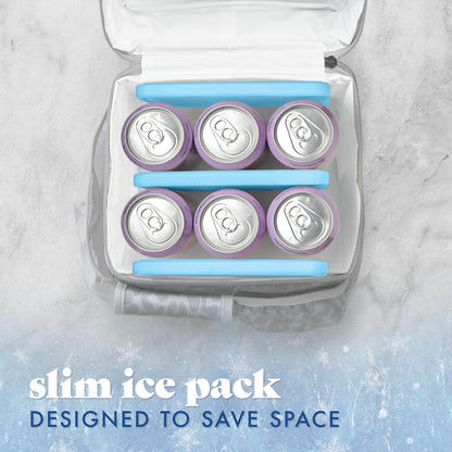 Cool Coolers by Fit & Fresh 4 Pack XL Slim Ice Packs, Quick Freeze Space Saving Reusable Ice Packs for Lunch Boxes or Coolers