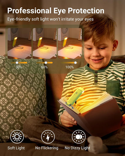 DEWENWILS Book Reading Light, Amber Warm Clip On LED with 3 Adjustable Brightness for Eye Protection, Rechargeable USB, Perfect for Bookworms, Kids (White)