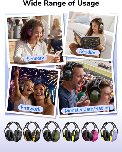Dr.meter Ear Protection Ear Muffs, Noise Cancelling Headphones for Adults Kids 31dB Earmuffs for Noise Reduction, Hearing Protection for Shooting Gun Range, Mowing, Monster Jam, Sensory, Fireworks