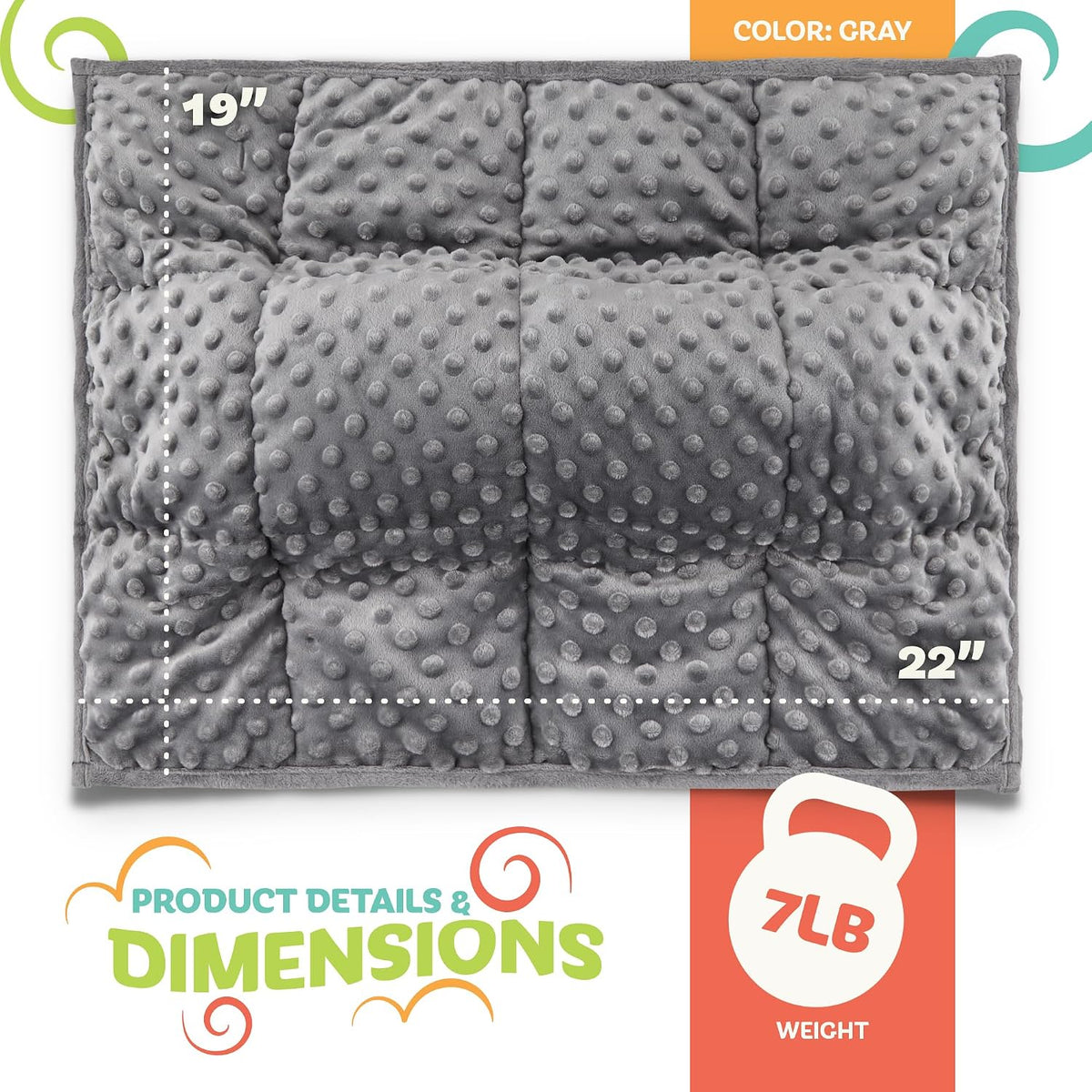 Kidaddle 5lb Weighted Blanket for Kids (Blue) 19x22 Inch, Plush Minky Weighted Lap Pad with Travel Bag for Ages 4+