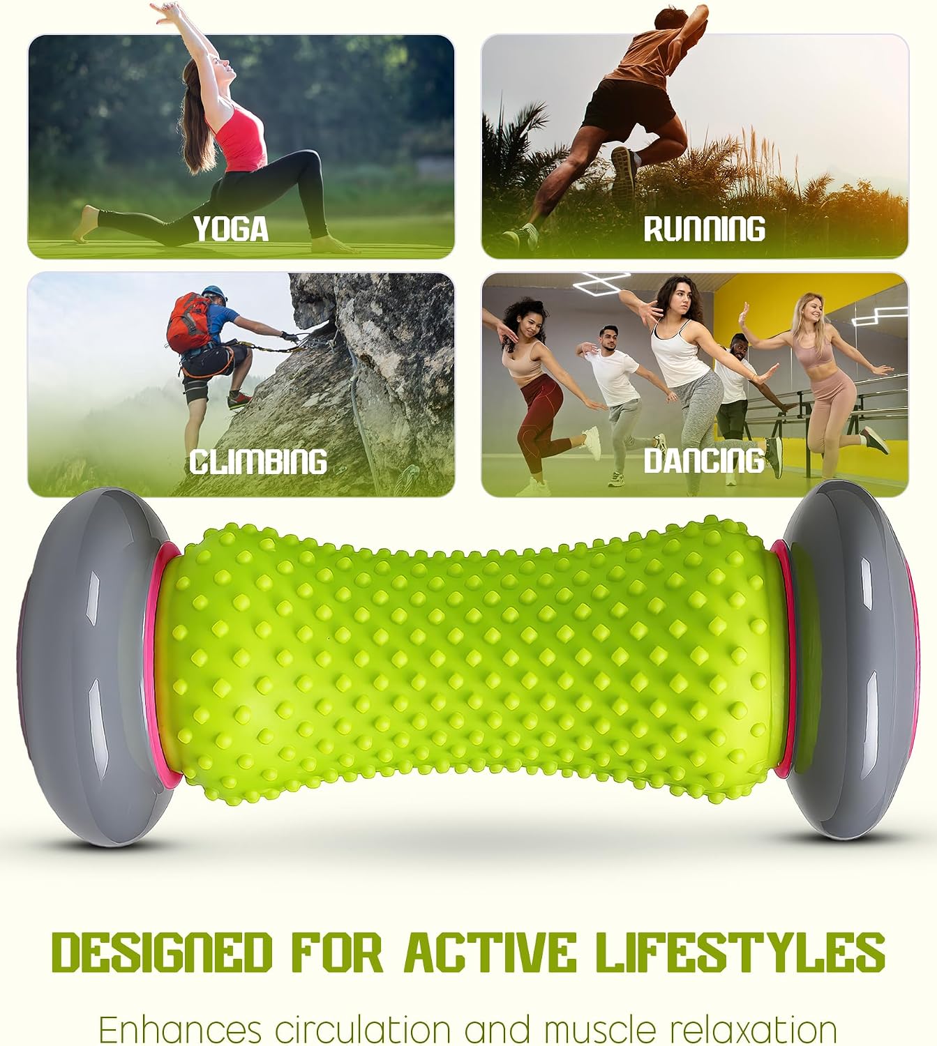 Foot Roller Massager for Plantar Fasciitis Relief, Neuropathy, Reflexology Trigger Point Foot Massager Roller, Feet Rollers with Spike Ball to Relieve Stress and Tight Muscles, Deep Tissue Massage