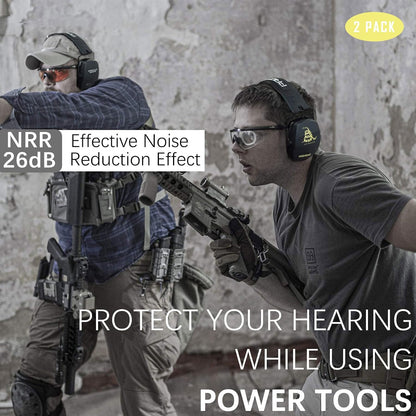PROHEAR 016 Shooting Ear Protection Earmuffs 2 Pack, NRR 26dB for Gun Range, Hunting -Black and Green