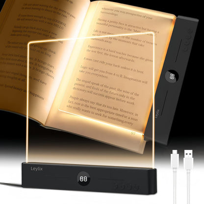 XL LED Flat Book Light for Reading at Night in Bed, Matte Pink | Eye-Caring Page Illuminator 3 Color Temperatures Stepless Dimmable USB Rechargeable, Portable Flat Panel Lamp with Soft